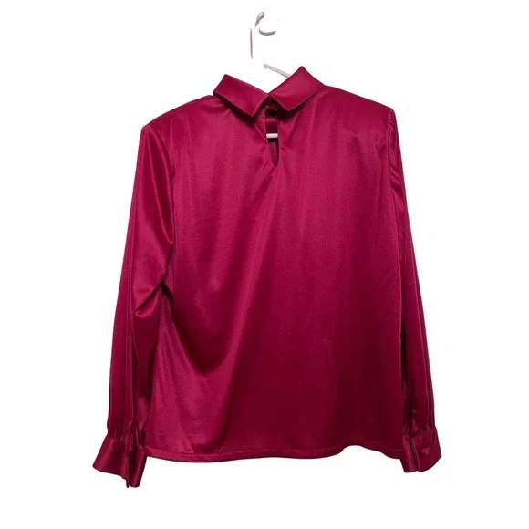 Heury Lee Vintage Berry Magenta Long Sleeve Blouson Top Size 12 Petite - Picture 4 of 4